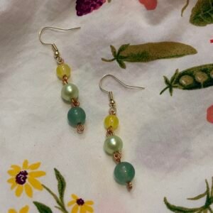 Yellow and Green Beaded Earring