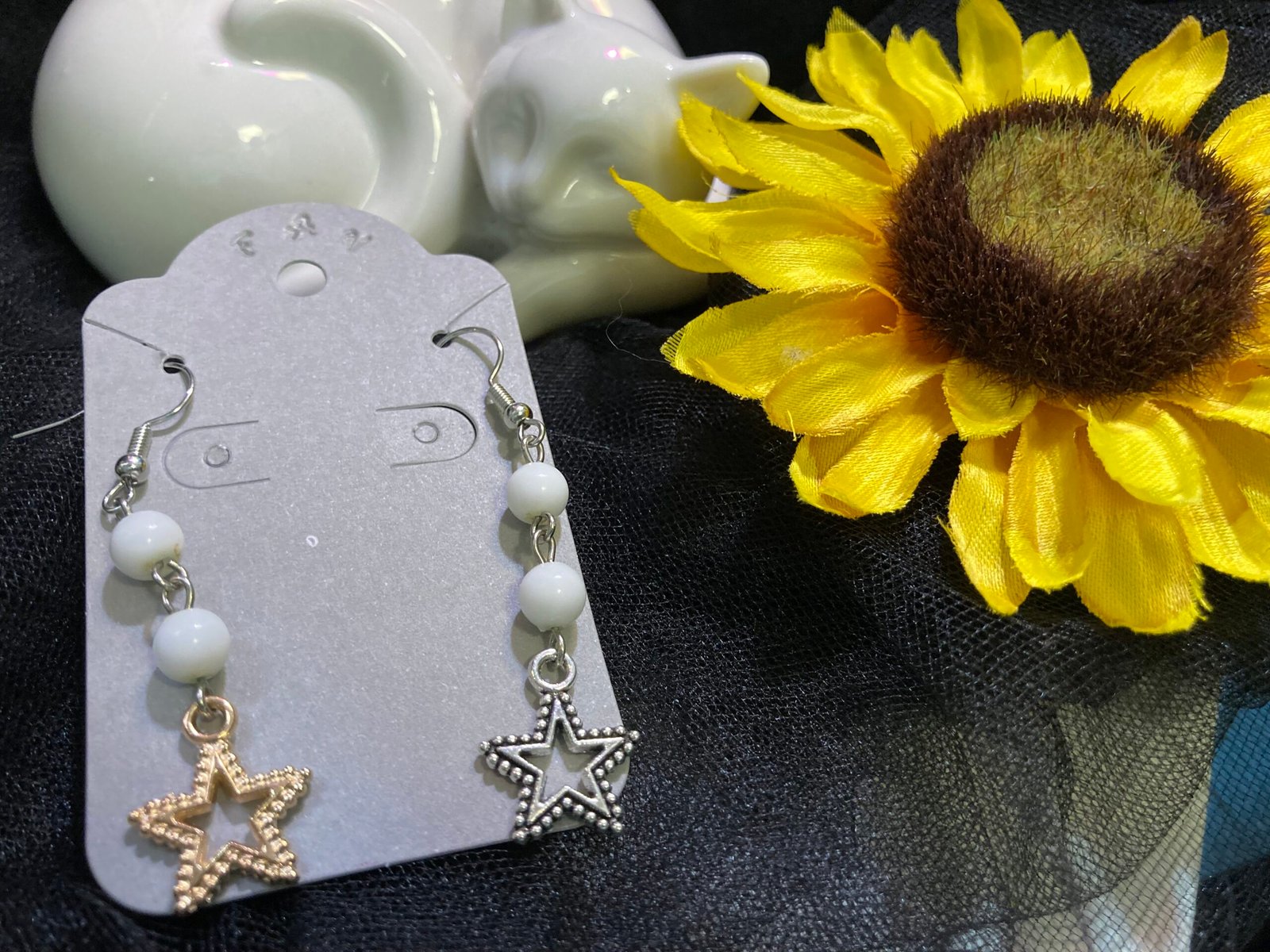 Mismatch Silver and Gold Star Earrings - Image 2