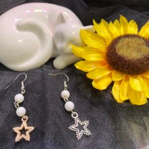 Mismatch Silver and Gold Star Earrings