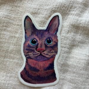Mischievous Pink Cat Sticker