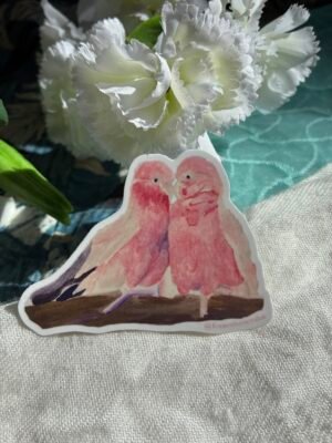 Pink Lovebirds Sticker
